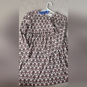 Matilda Jane Brown Dress with White Leaf Print and Green Accents